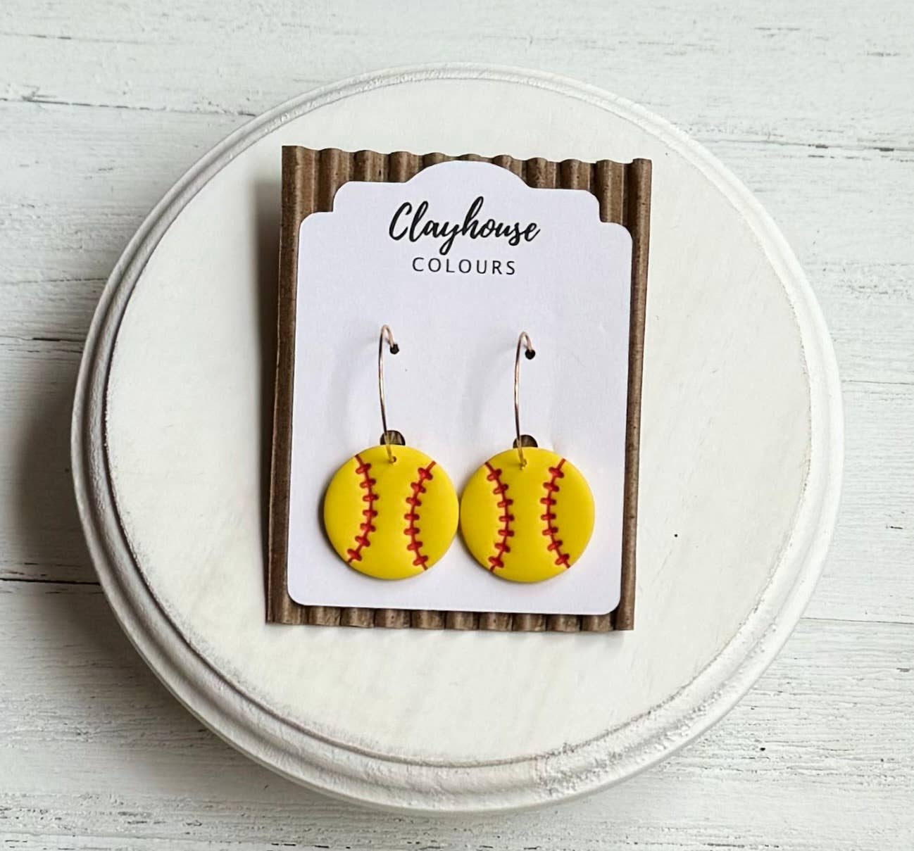 Softball Earrings: Softball Heart Studs