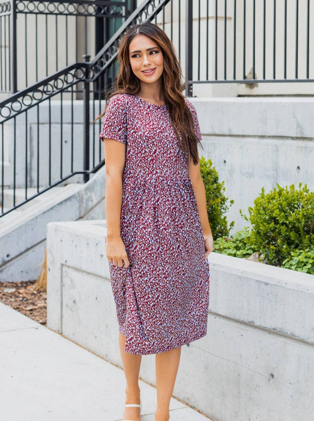 Pretty Petal Pocket Penelope Dress: Petal Clay / white / Medium