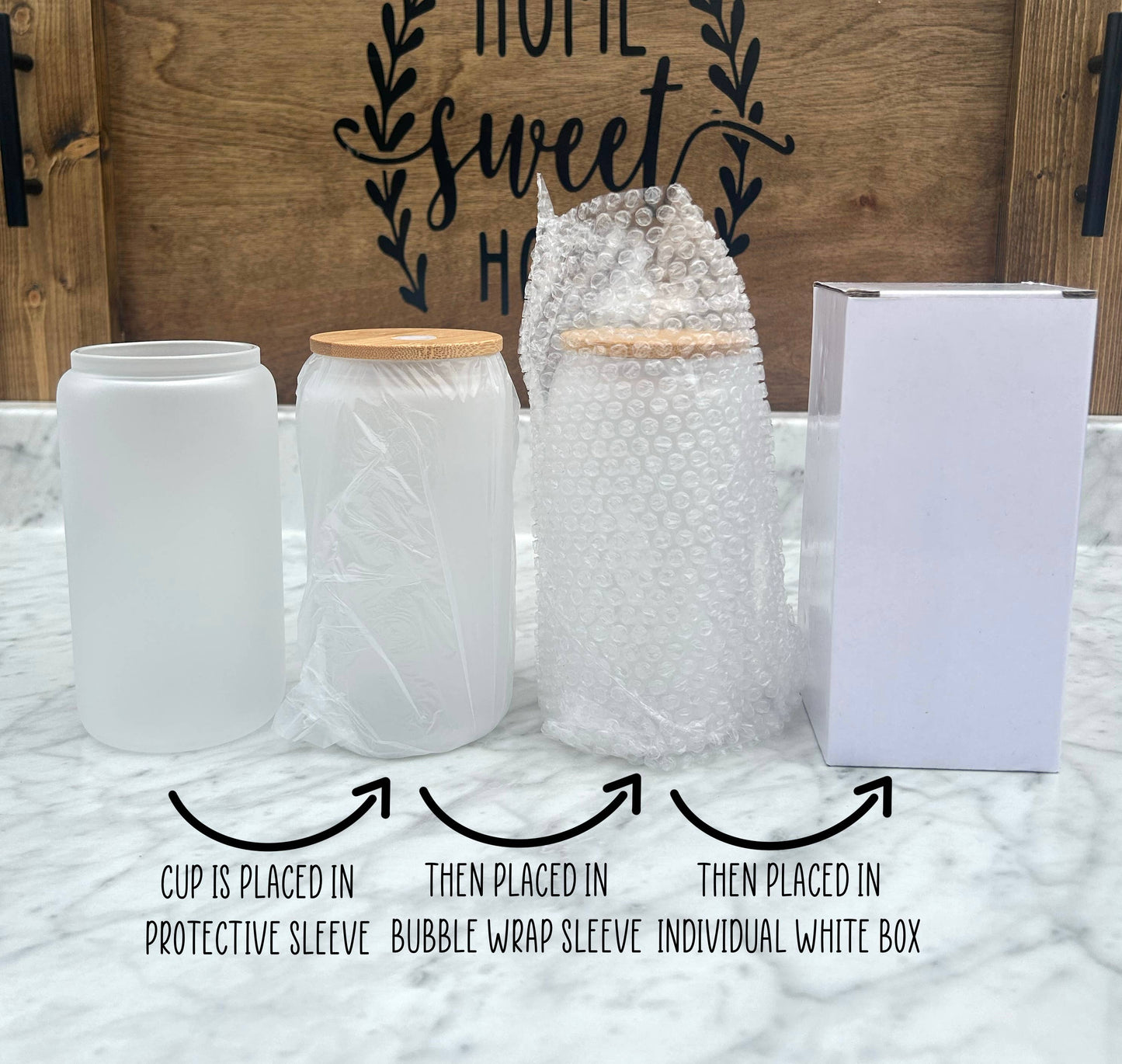 Chicken and Flowers 16oz Libbey Glass Frosted Tumbler
