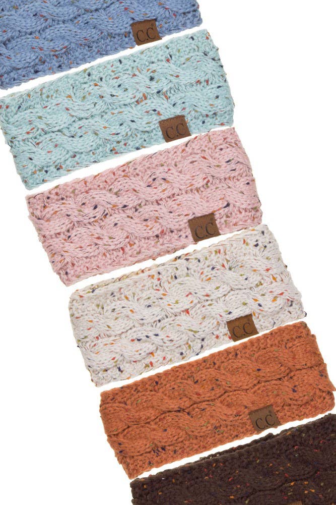 C.C Chunky Knit Confetti Sherpa Lined Headband: Oatmeal