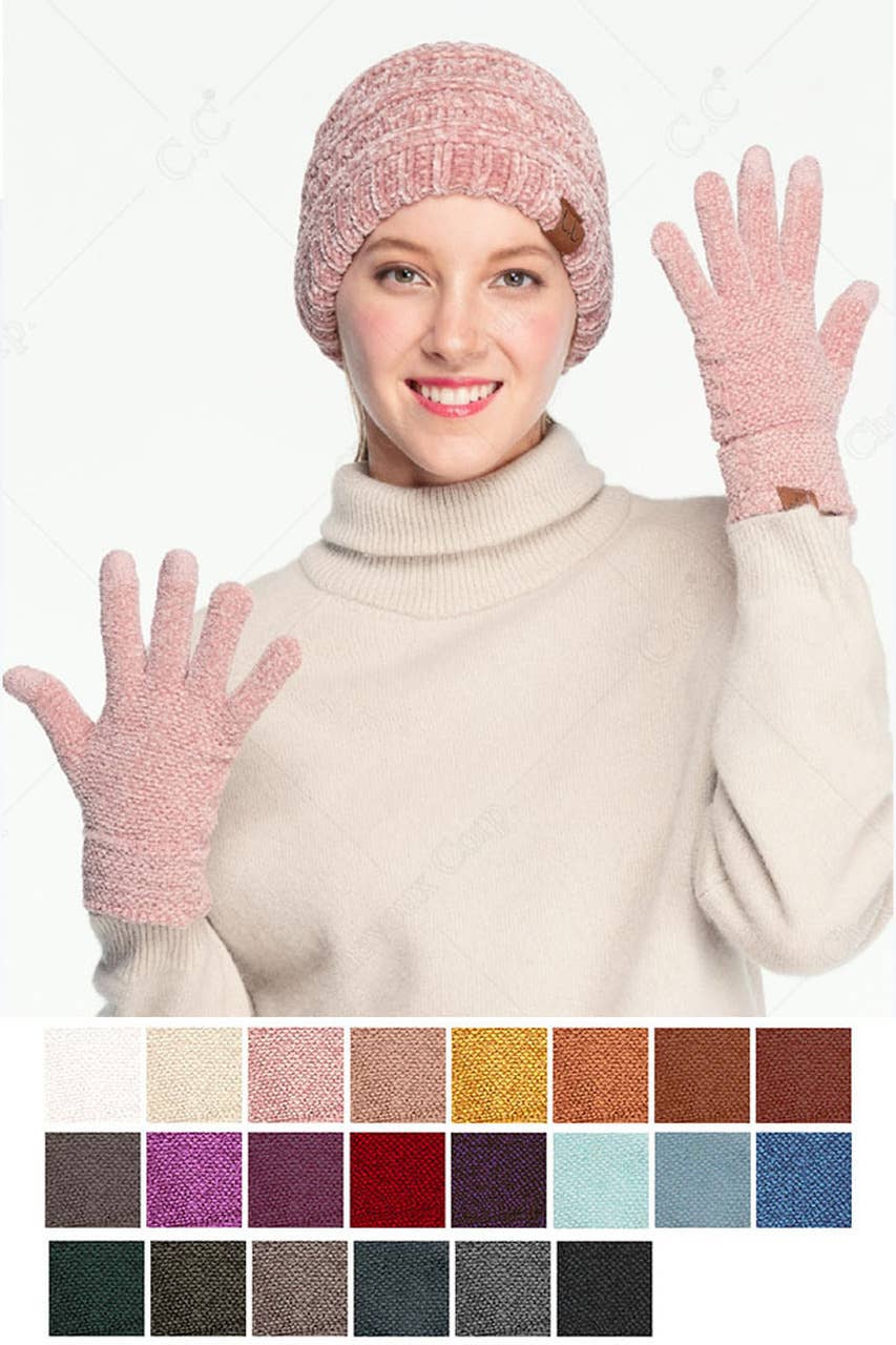 C.C Eco Friendly Chenille Gloves: Burgundy