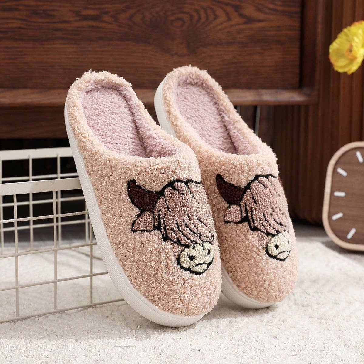 CHRISTMAS HOT-SELLING ANIMAL PRINT COTTON SLIPPERS_CWSHS0870: Brown / (7) 1