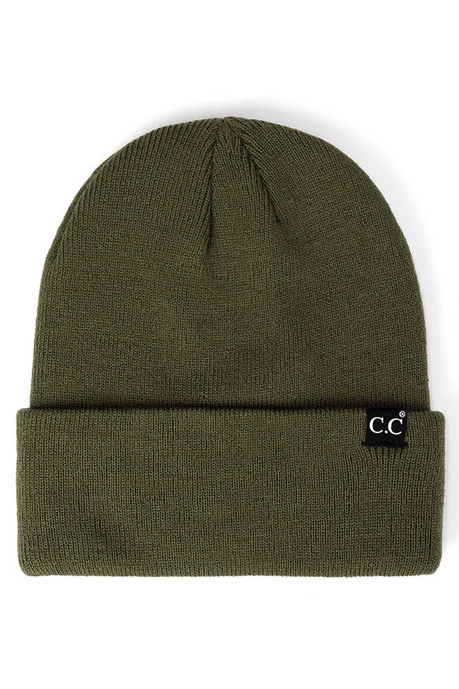 C.C Solid Cuff Beanie Hat: Navy