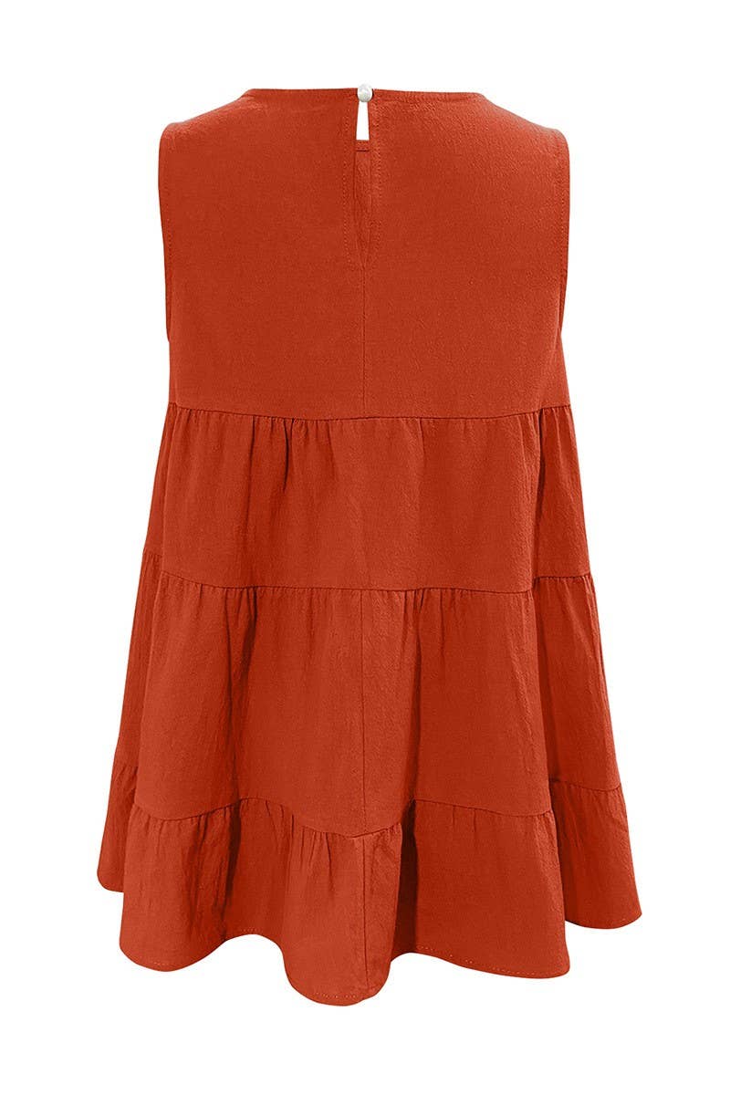 CWTBLS1597_LOOSE ROUND NECK SLEEVELESS VEST WITH LARGE SWING: GREY / (M) 1