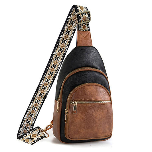 Retro Multi Layered Shoulder Bag: Brown / One Size