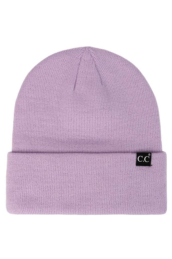 C.C Solid Cuff Beanie Hat: Deep Blue