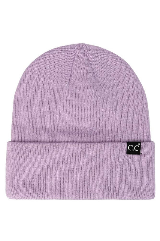 C.C Solid Cuff Beanie Hat: Lavender