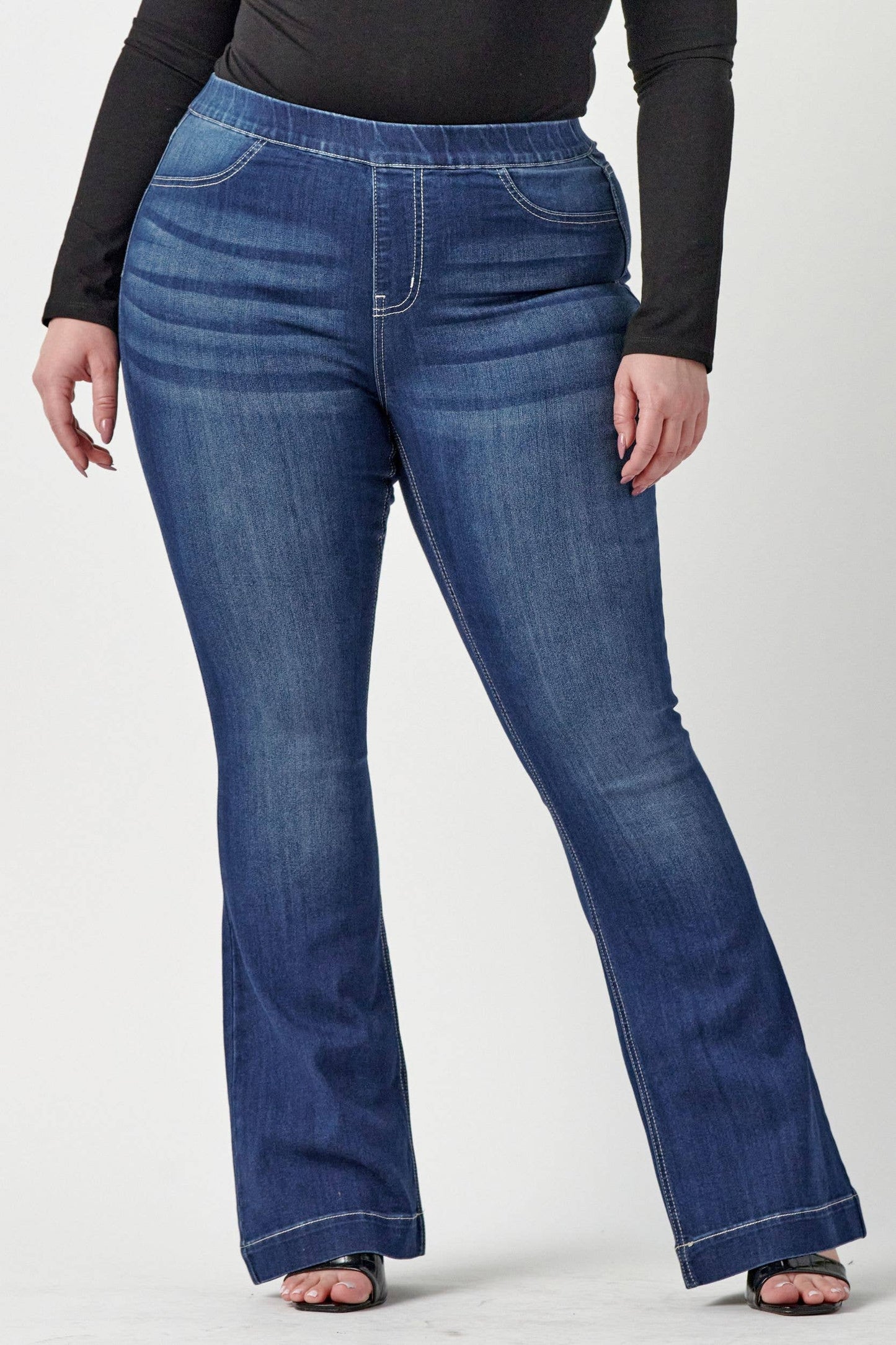 Plus Mid Rise Dark Flare Jegging [AB35324DKP]: 3X