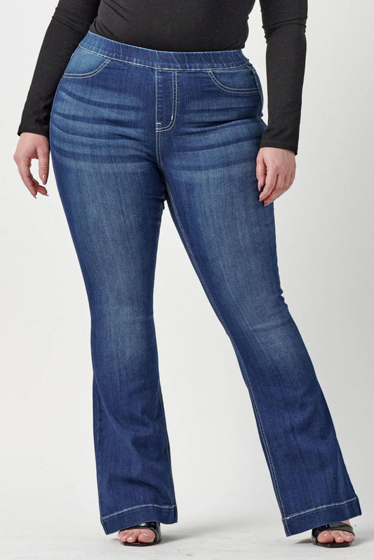 Plus Mid Rise Dark Flare Jegging [AB35324DKP]: 1X