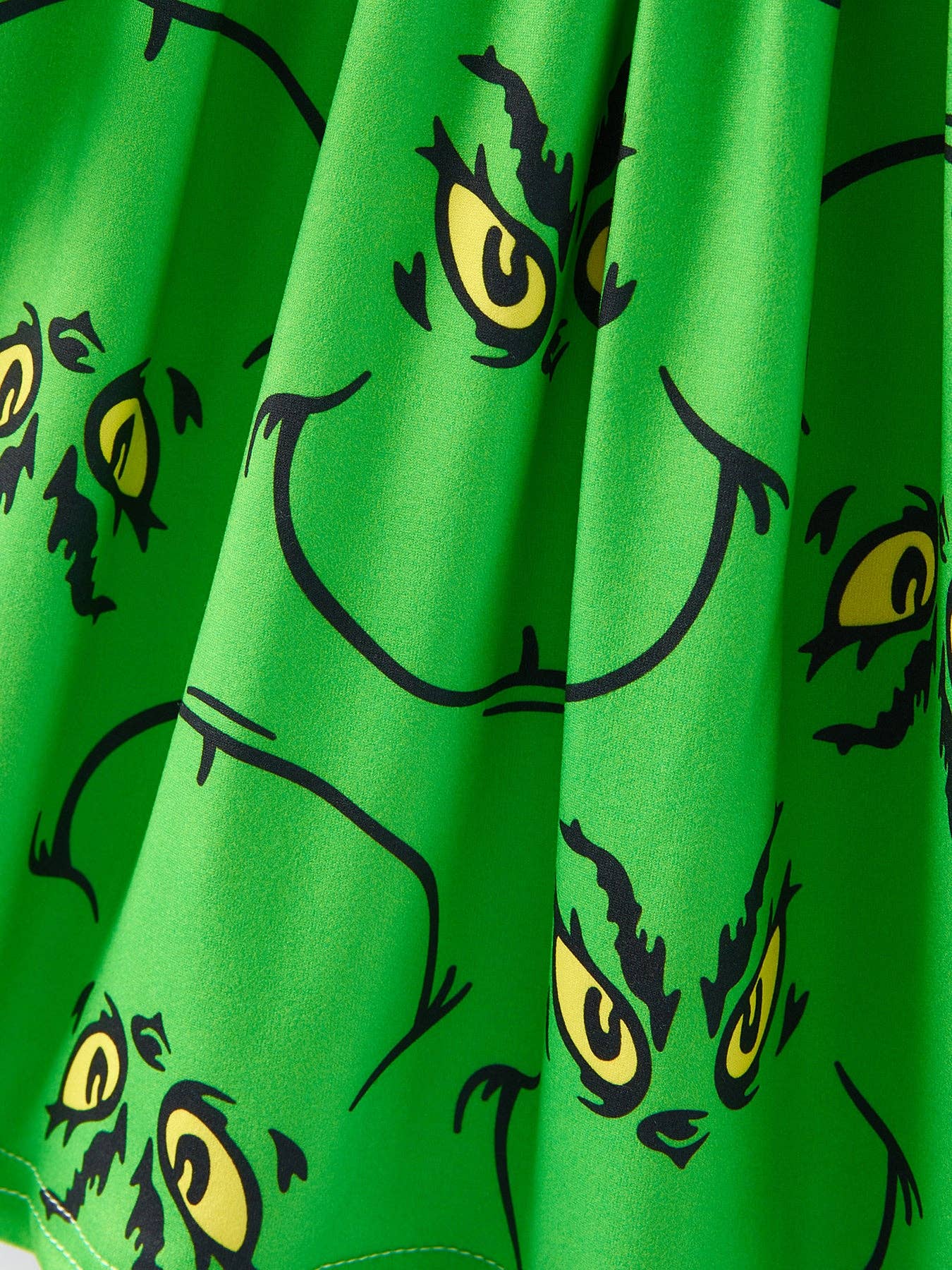 Christmas Green Cartoon Characters Print Girls Dress: 7