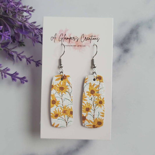 Sunflower Mini Bar Leather Earrings