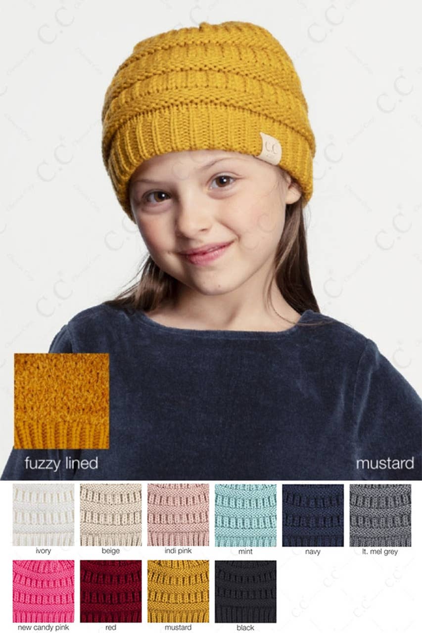 C.C Kids Knit Beanie with Fuzzy Lining Inside: New Candy Pink