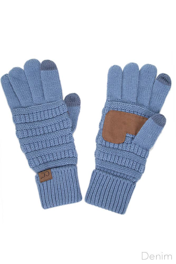 C.C Knitted Touch Screen Compatible Gloves: Brown