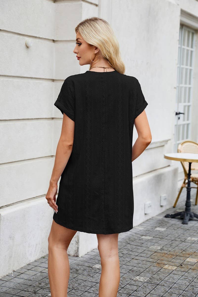 CWDSD8728_CREWNECK POCKET LOOSE FIT MIDI T-SHIRT DRESS: PINK / (S) 1