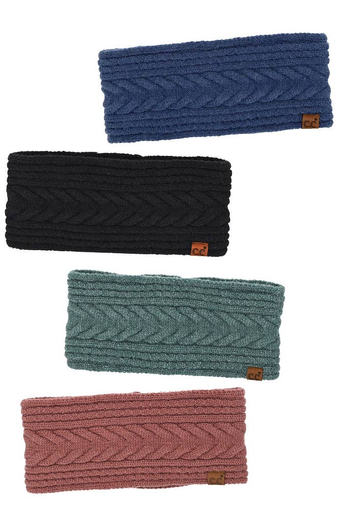 12pcs C.C Cable Knit Lining Headwrap Winter Headband: Assorted Color