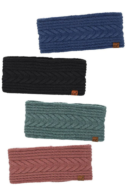 12pcs C.C Cable Knit Lining Headwrap Winter Headband: Assorted Color