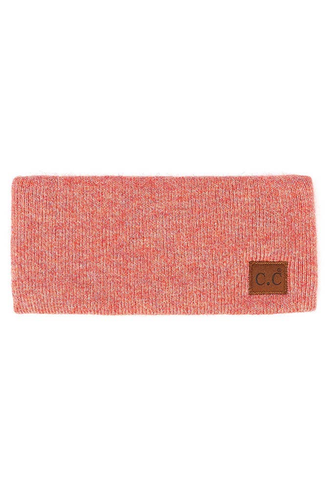 C.C Heather Knit Plain Head Wrap: StrawBerry