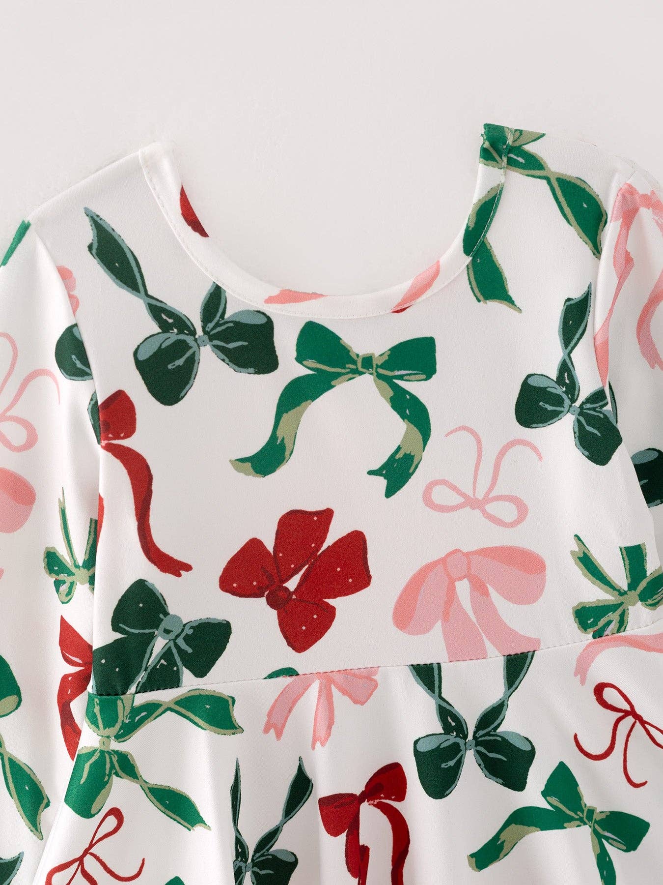 Girls Christmas Bow Print Dress: 7