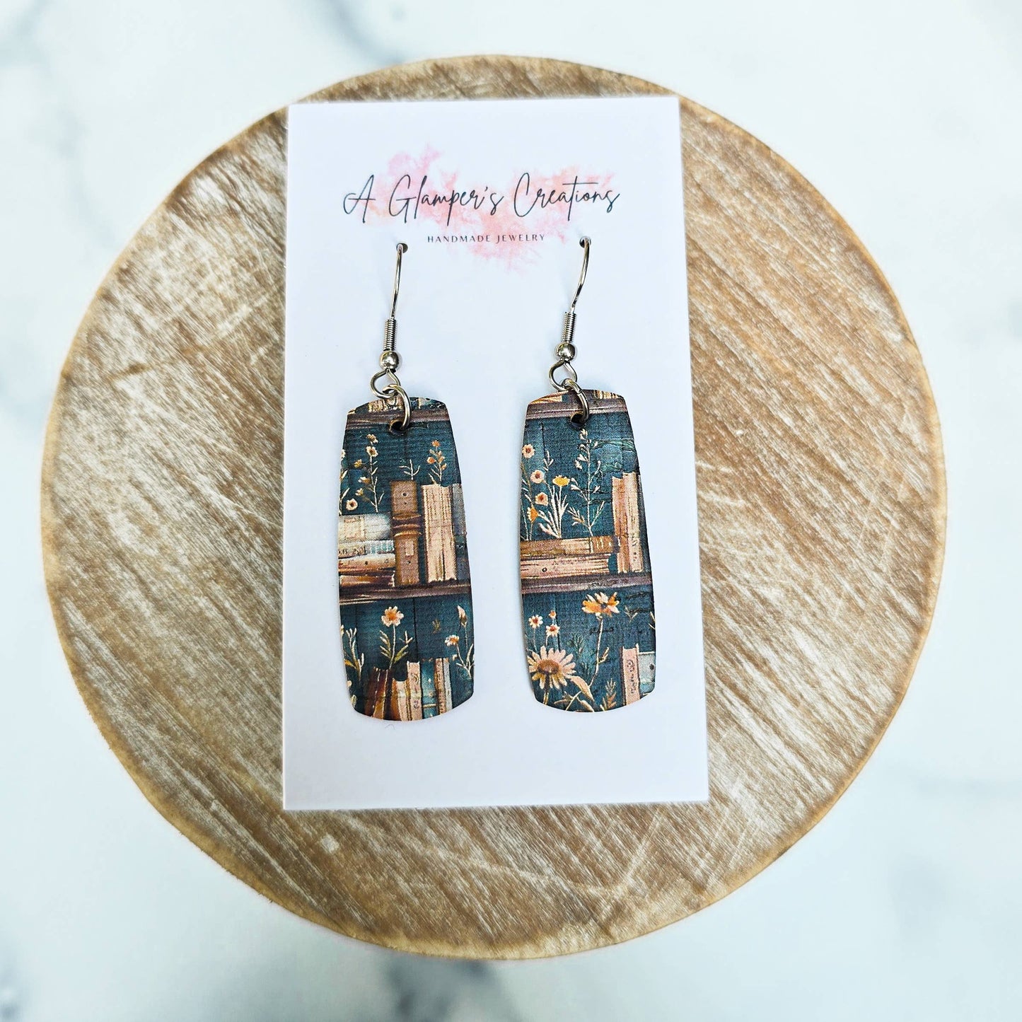 Books & Plants Mini Bar Leather Earrings