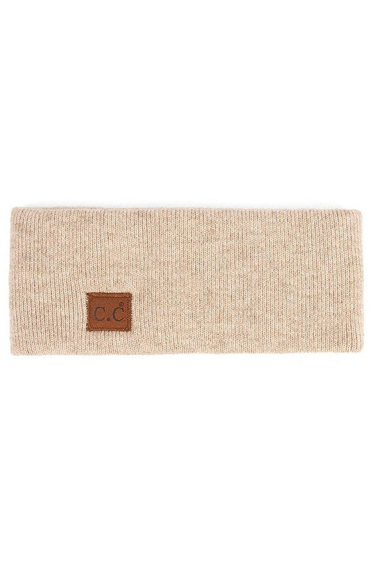 C.C Heather Knit Plain Head Wrap: Beige