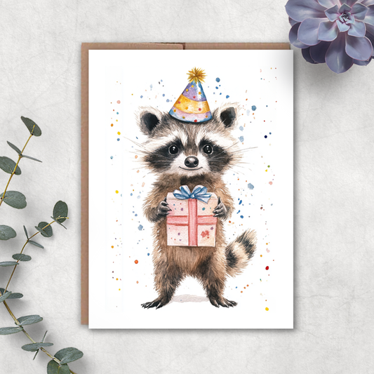Raccoon Birthday Card