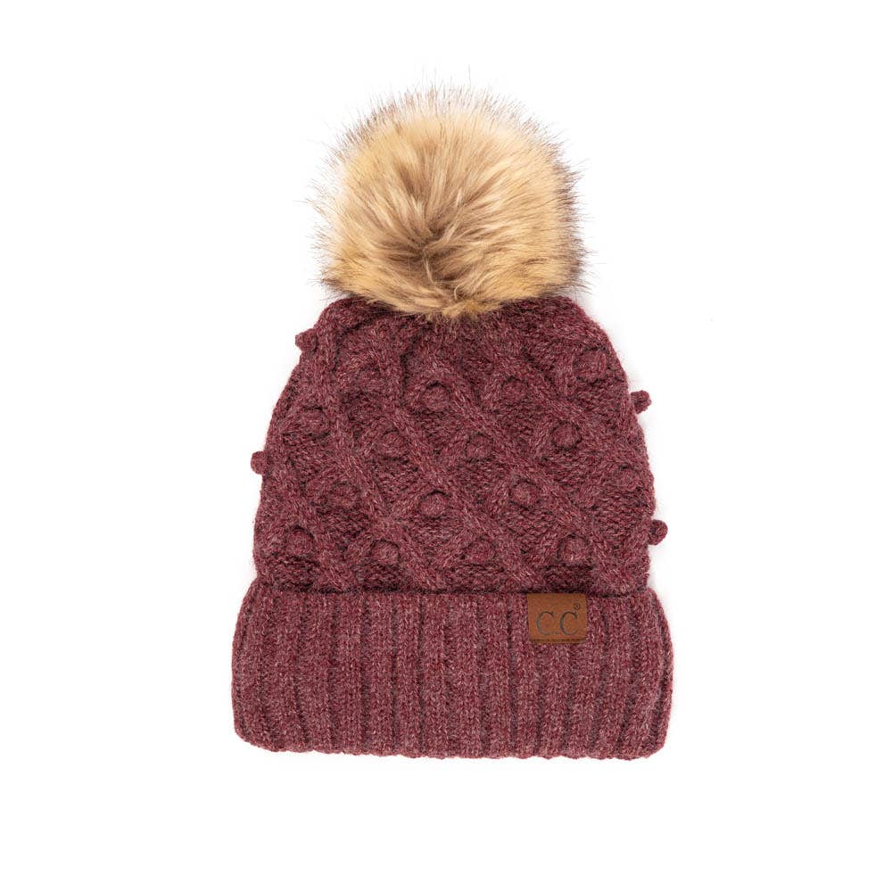 C.C Bobble Beanie Hat: Citygray
