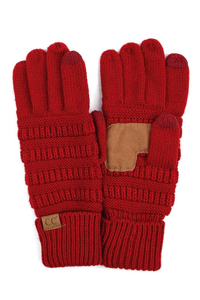 C.C Knitted Touch Screen Compatible Gloves: Brown