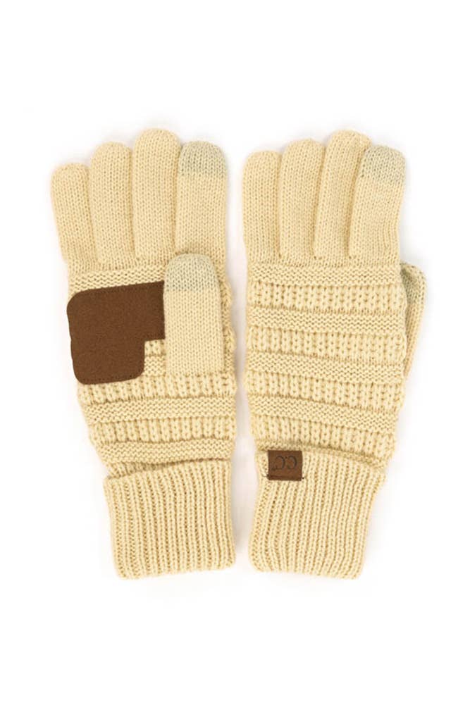 C.C Knitted Touch Screen Compatible Gloves: Brown