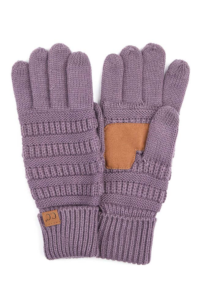 C.C Knitted Glove with Fleece Lining: Violet