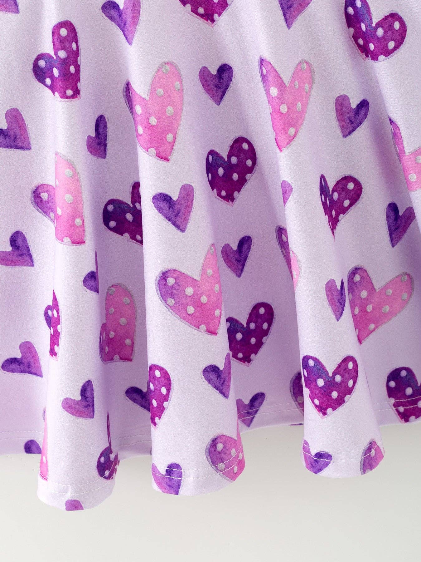 Girls Valentine's Day Cute Purple Heart Polka Dot Dress: 6