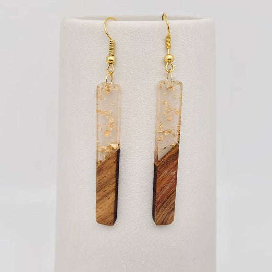 Geometric Shape Resin Wooden Stick Dangle Earrings: A