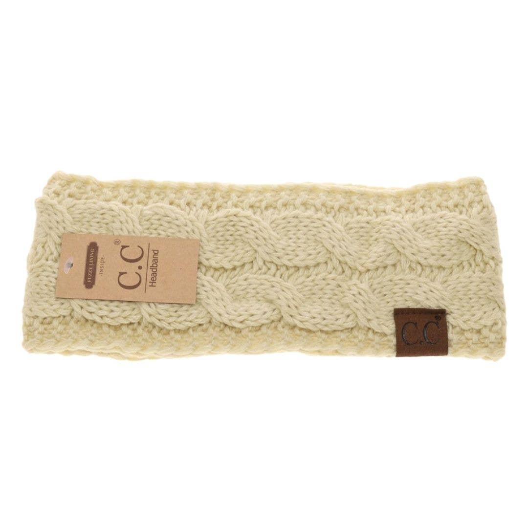 Solid Cable Knit CC Women's Fashion Headband: Lemonade