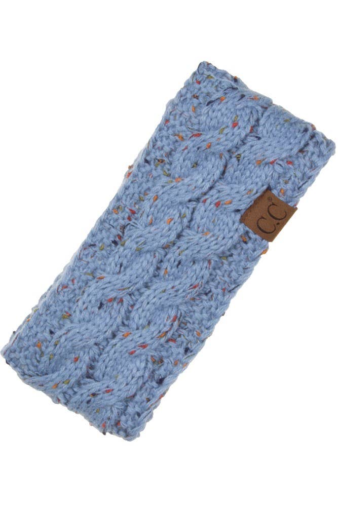 C.C Chunky Knit Confetti Sherpa Lined Headband: Oatmeal