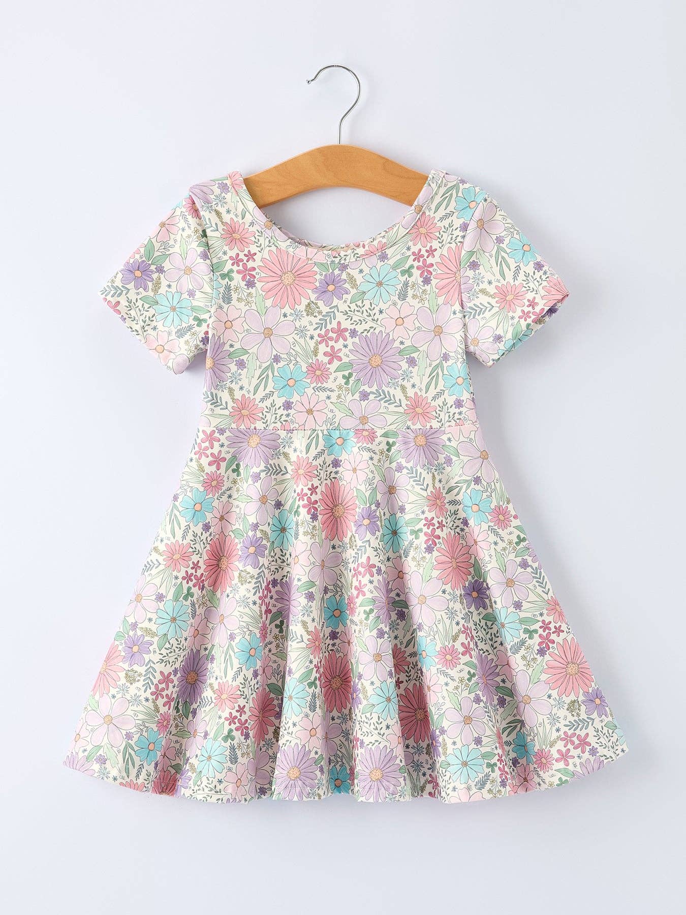 Spring Pastel Floral Girls Casual Dress: 7