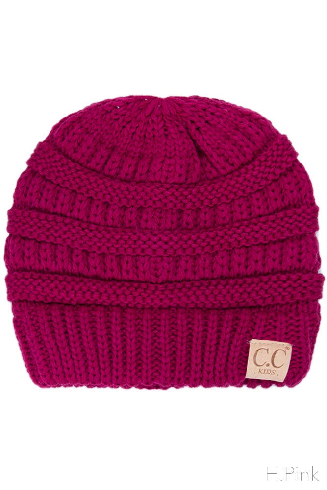 C.C Kids Solid Classic Knit Beanie: Coral