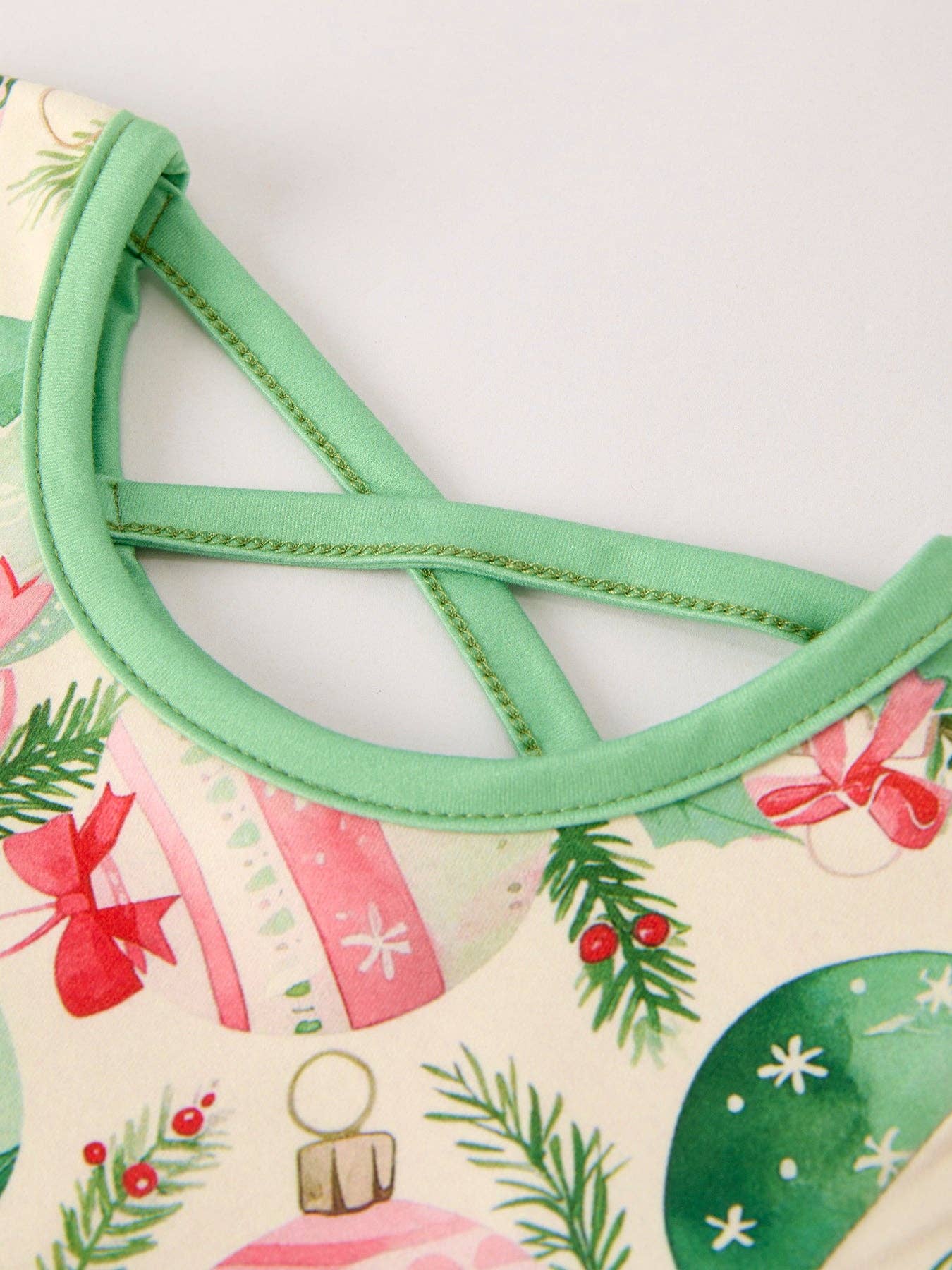 Winter Christmas Green Girls Pocket Dress: 7
