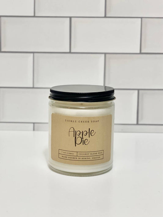 Apple Pie 7 oz. Clear Glass Jar Coconut Apricot Candle