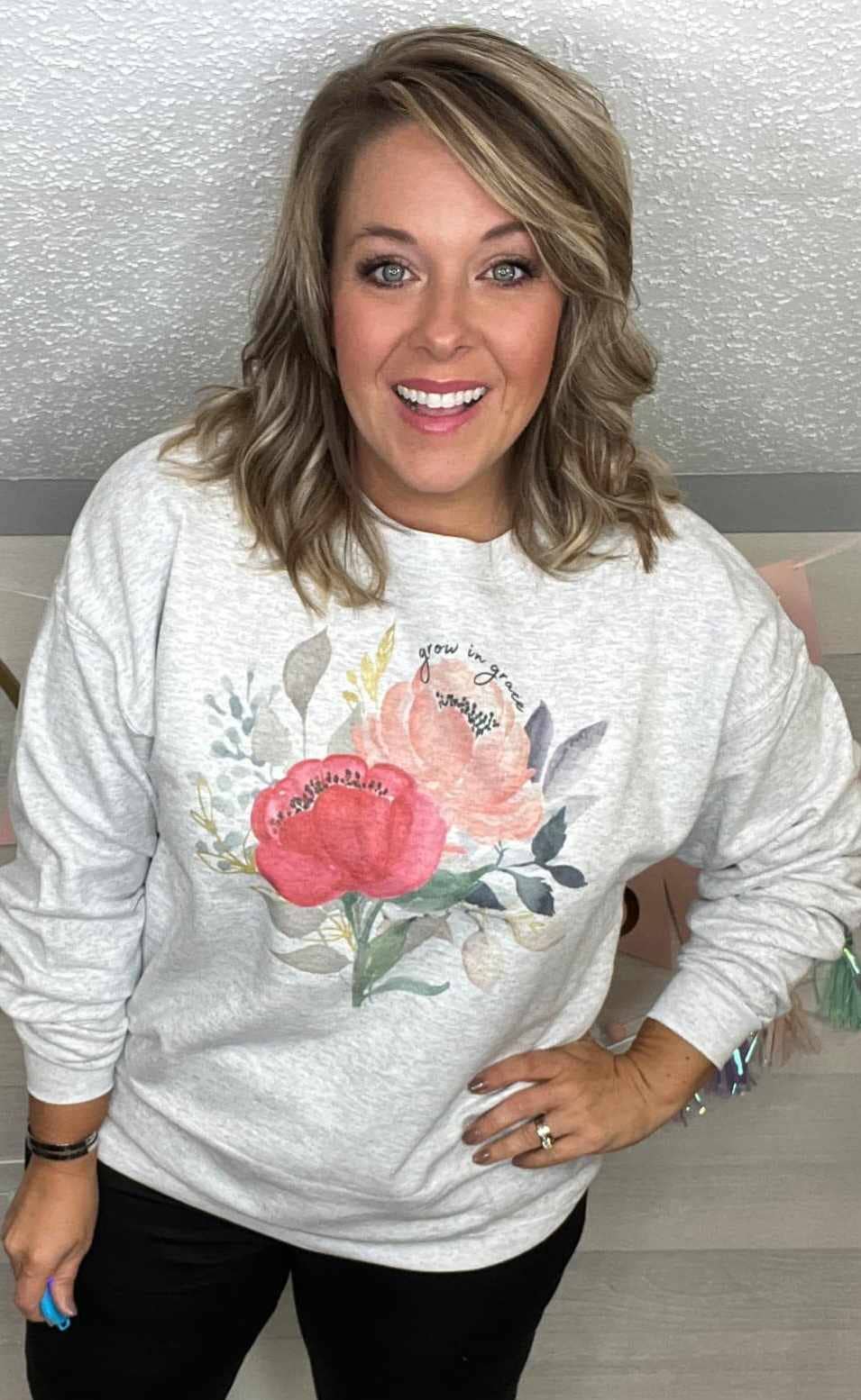 Faith Grow In Grace Cozy Graphic Tee Sweatshirt Free Ship: XL