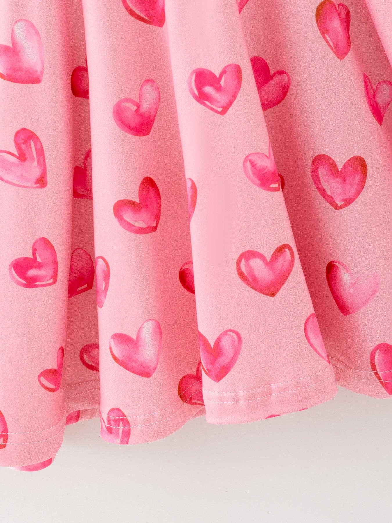 Girls Valentine Party Dress – Pink Heart Print Long Sleeve: 2