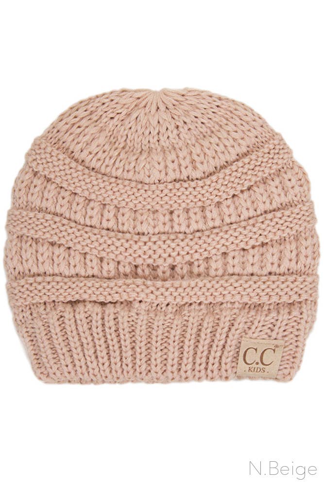 C.C Kids Solid Classic Knit Beanie: Light Melange Gray