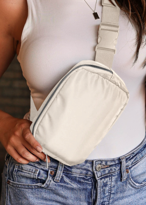 Waterproof Zipped Crossbody Chest Bag 20*5*14cm: Black / 82%Nylon+18%Spandex / ONE SIZE