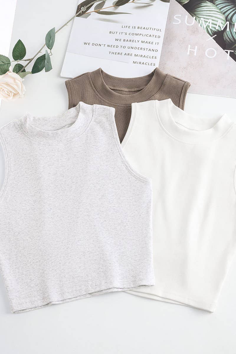 CWTTSL0515_SPRING AND SUMMER HOT GIRLS TANK TOP: KHAKI / (L) 1
