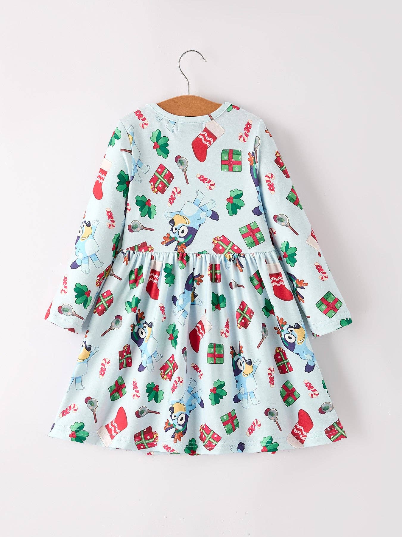 Christmas Characters and Gift Print Girls Dress: 4