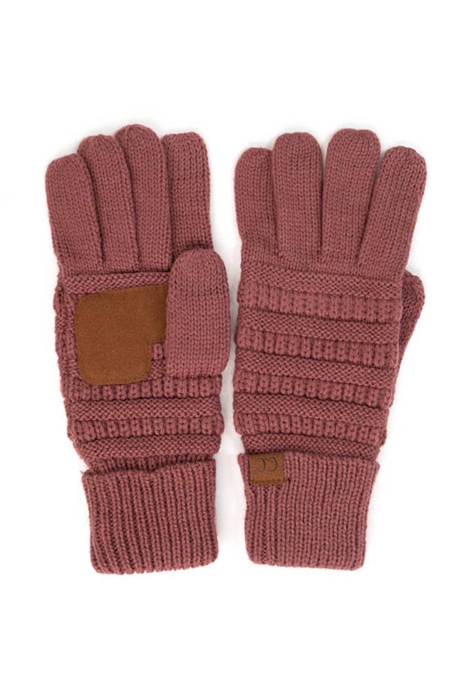 C.C Knitted Touch Screen Compatible Gloves: Coral