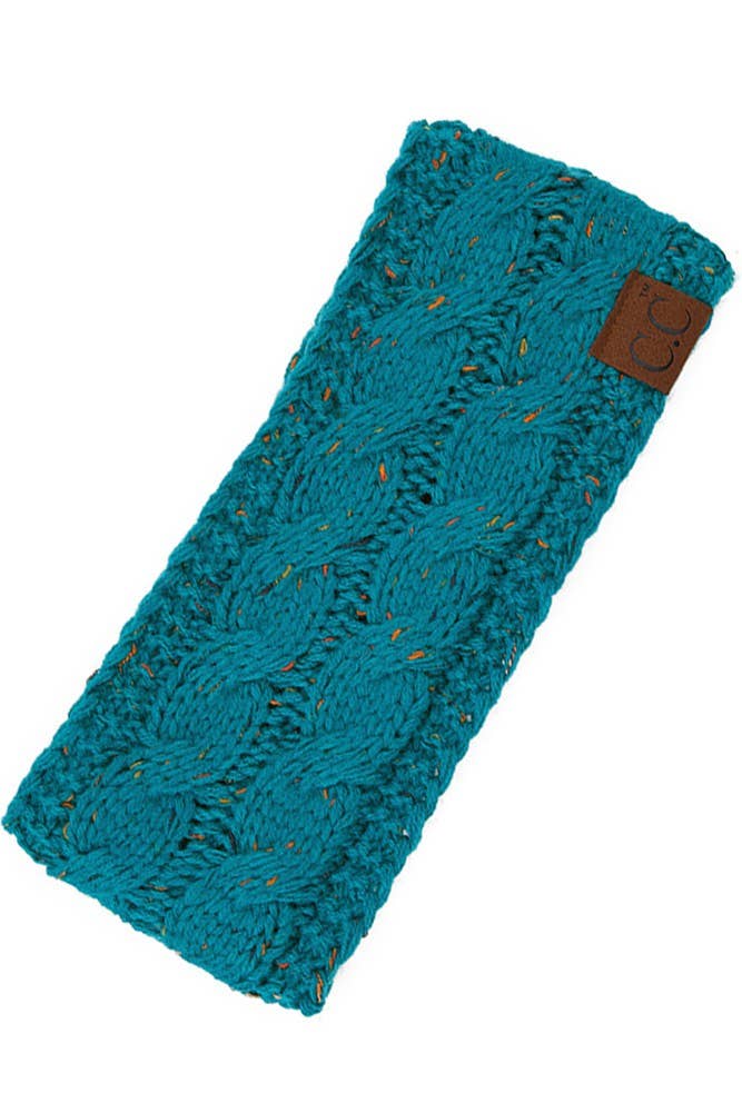 C.C Chunky Knit Confetti Sherpa Lined Headband: Oatmeal