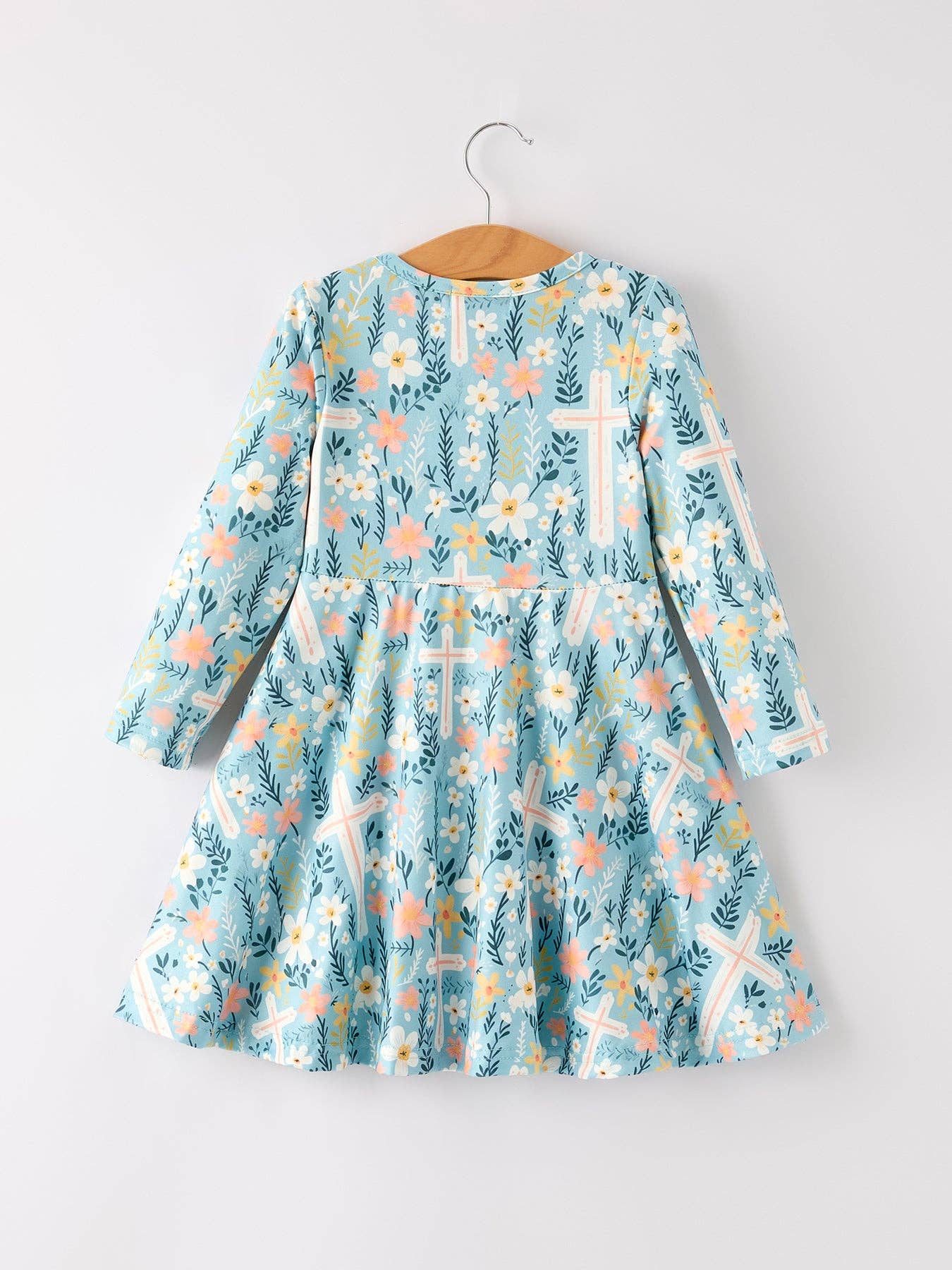 Autumn Christmas Girls Cross Floral Milk Silk Dress: 4