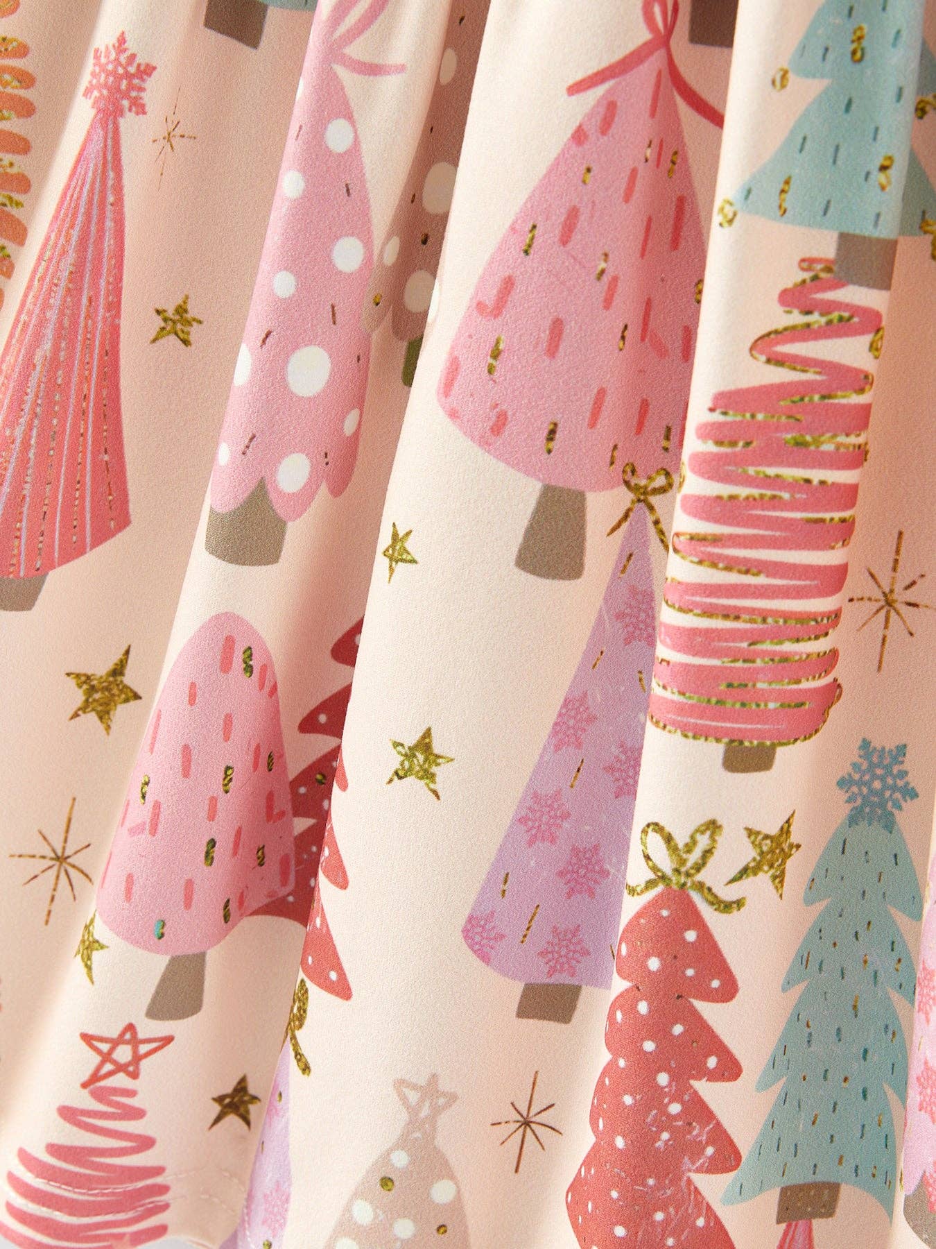 Christmas Tree Print Girls Dress: 4