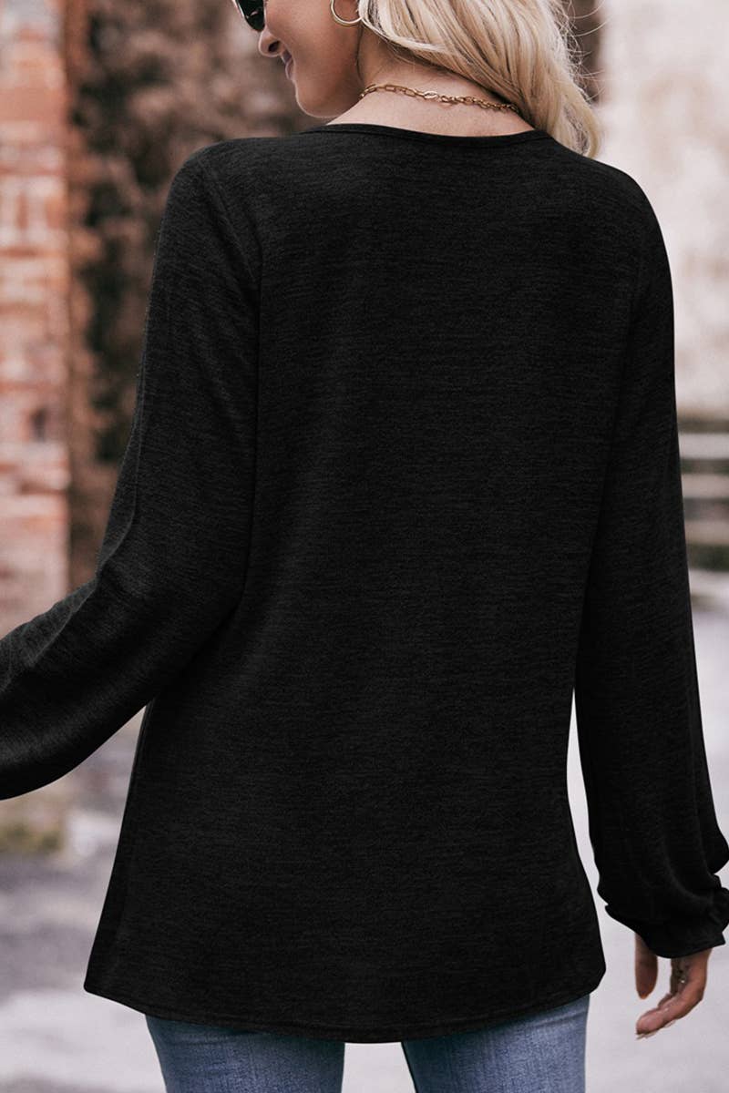 WOMEN OVERSIZED LOOSE FIT SHIRRED PULLOVER TOP_CWTTL0940: LIGHTPURPLE / (M) 1