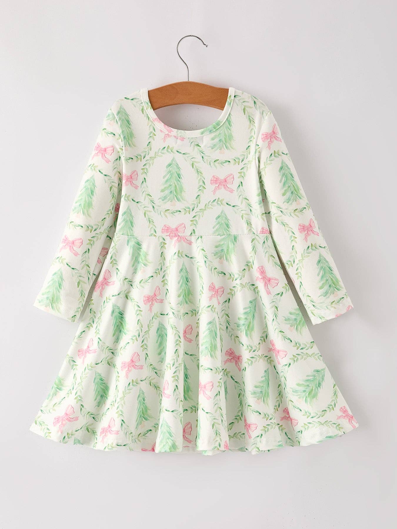 Festive Christmas Tree & Wreath Girls Dress: 7