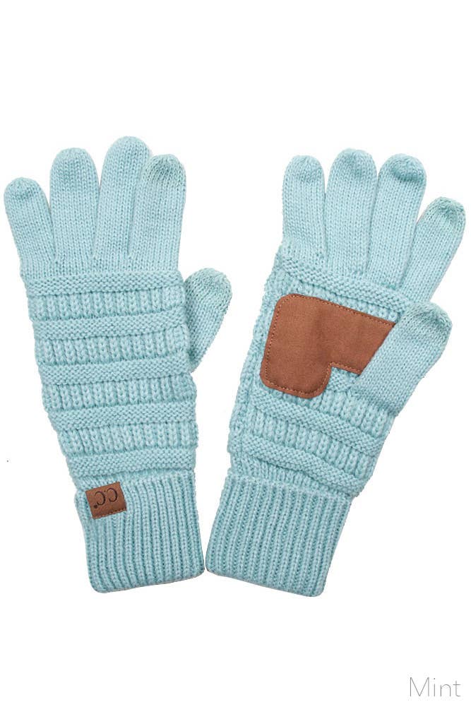 C.C Knitted Glove with Fleece Lining: Light Melange Gray
